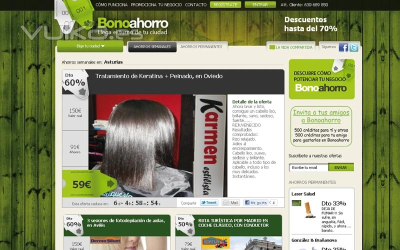 Nueva página web de diseño creativo para Bonoahorro Ofertas
