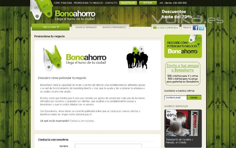 Nueva pgina web de diseo creativo para Bonoahorro Ofertas