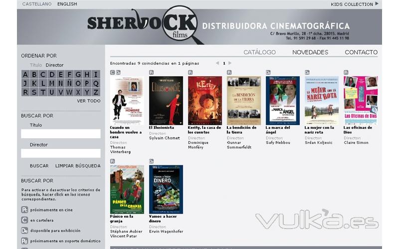 Página web 2.0 de la distribuidora de películas Sherlock