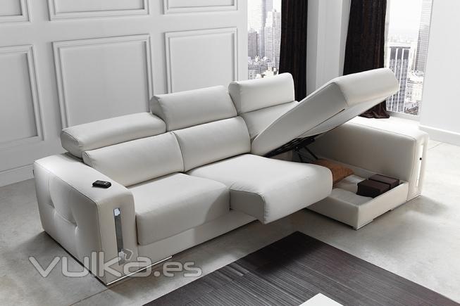 Sof chaise longue reclinable, deslizante con divn arcn.