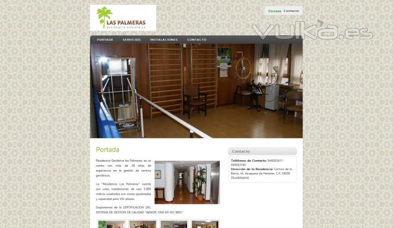 Página Web de la Residencia Geriátrica Las Palmeras, en Azuqueca de Henares, Guadalajara.