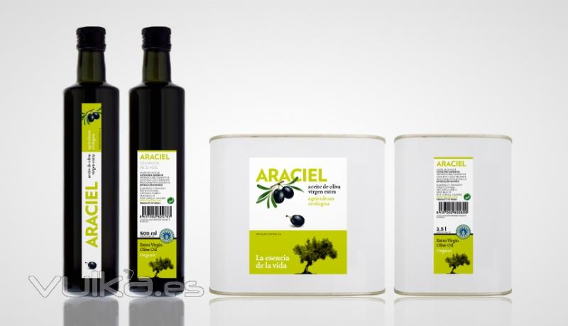 Identidad corporativa, Internet y multimedia, Packaging para Aceite de Oliva Araciel.