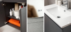 Detalle mobiliario de bano dica modelo zero lino ceniza