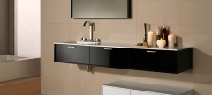 Mobiliario de bano dica modelo vita negro brillo y blanco brillo