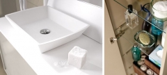 Detalle mobiliario de bano dica modelo dinker foster blanco y camel ker