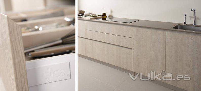 Mobiliario de cocina Dica modelo Serie 45 roble tempo claro y porcelana
