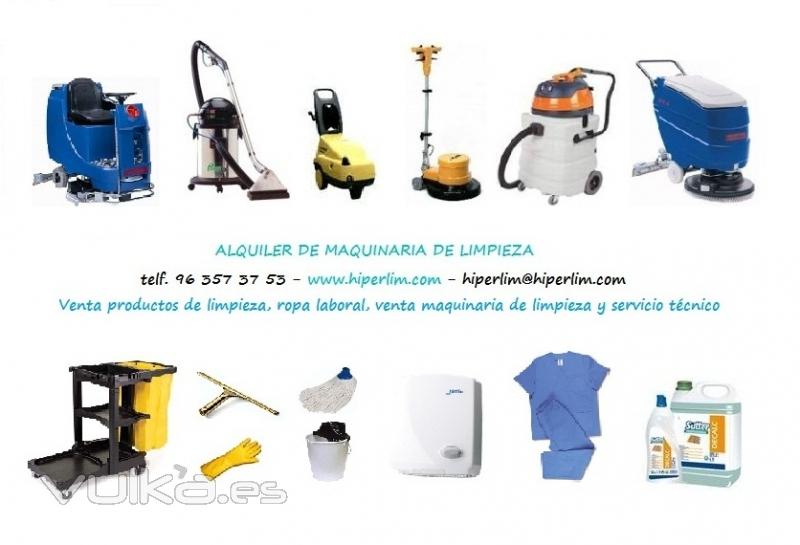 Venta y alquiler de maquinaria de limpieza, productos de limpieza, vestuario laboral y servicio tcn