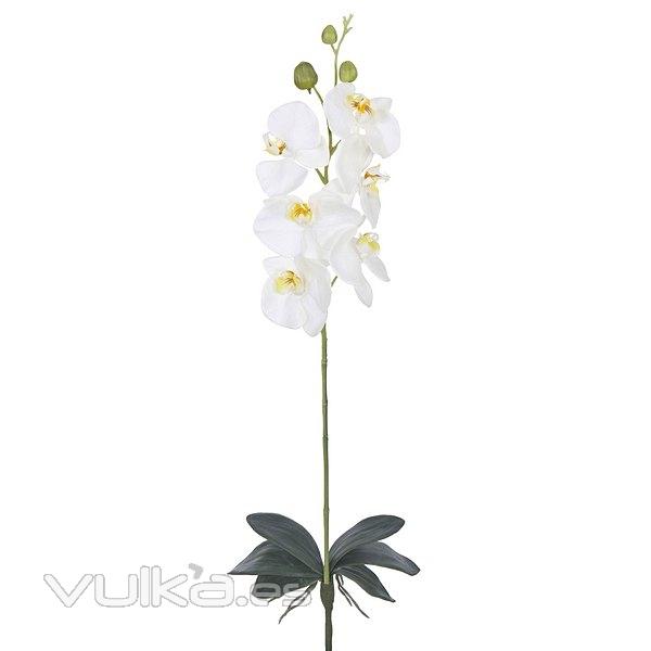 Flores artificiales. Rama orquideas artificiales crema con hojas 85 en lallimona.com