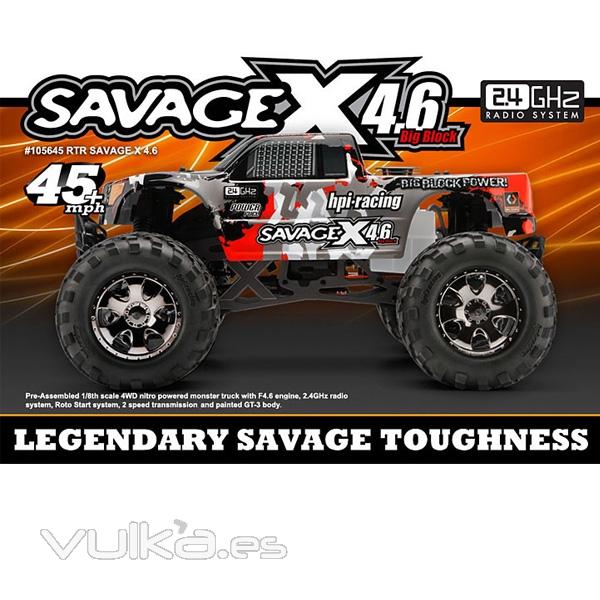 Monster Truck HPI SAVAGE X v4.6 (rojo/gris) (RTR 2.4GHz) 1:8 Hpi