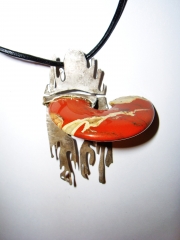 Colgante plata y jaspe rojo