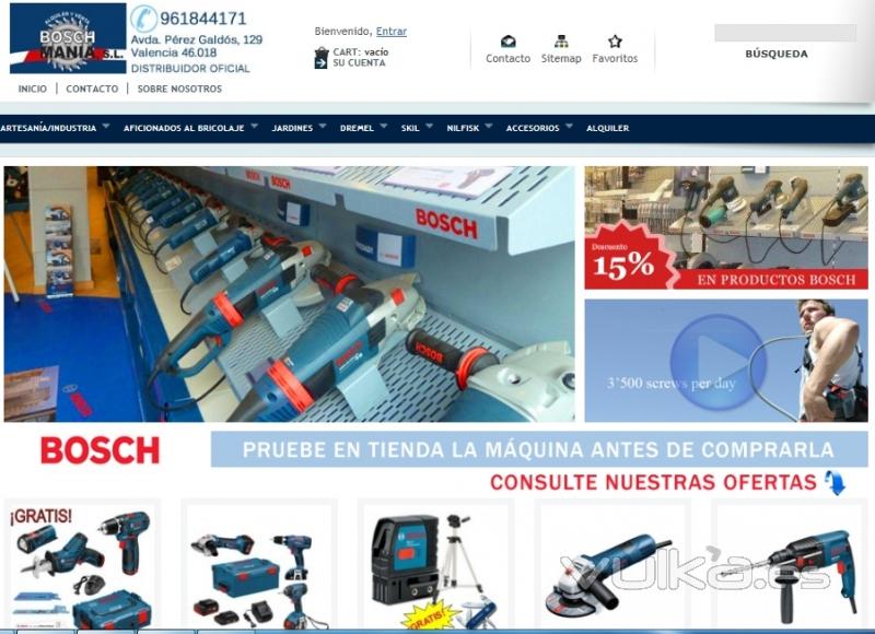 Tienda virtual con sorprendentes ofertas, un 15% de dto. en gama profesional, bricolaje y jardn.