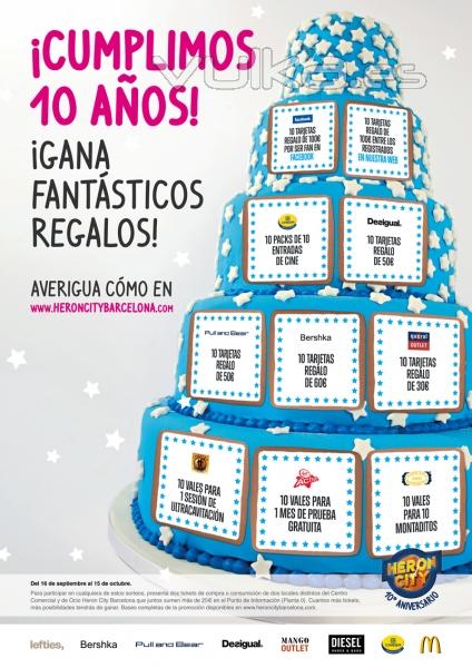 Creatividad y diseo campaa 10 aniversario Centro Comercial Heron City Barcelona