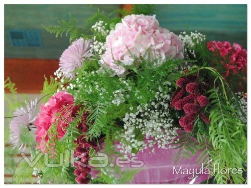 Espectacular decoracin de banquete con hortensias Mayula flores