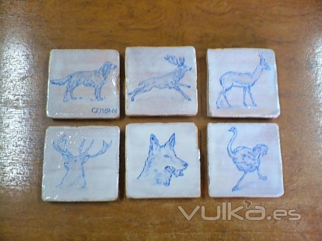 Azulejos rusticos con motivos de animales