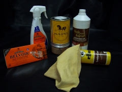 Todo lo necesario para limpiar, engrasar y cuidar el cuero,como: botas, monturas, cinturones, etc..