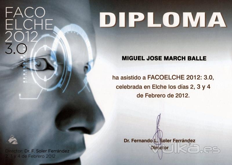 DIPLOMA REUNIN FACOELCHE 2012: 3.0 (FEBRERO 2012, ELCHE).