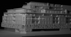 Maqueta arquitectura concurso para viviendas en sur de francia vista lateral maqueta escala 1/200