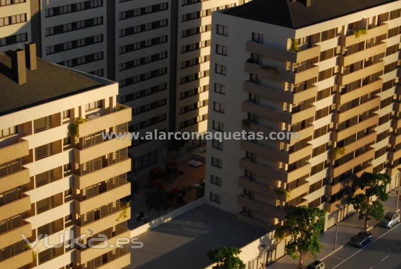 Maqueta arquitectura comercial proyecto viviendas en Ponferrada. Maquetas castilla