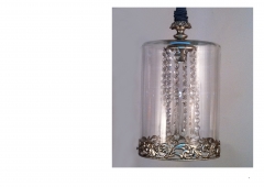 Colgante AMELIA en pan de plata y cristal transparente de 27.5x75cmts lámpara original y decorativa 