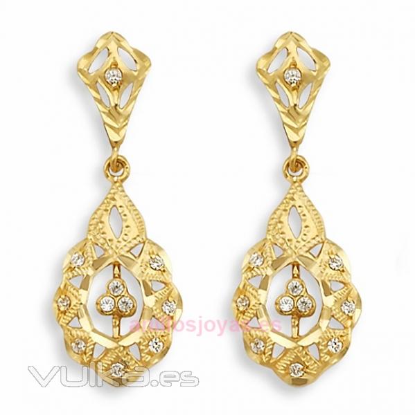 Pendientes de oro de 18 kilates tipo isabelino. http://anillosjoyas.es