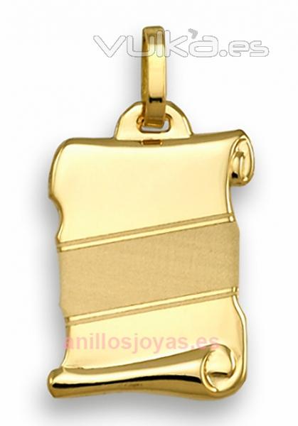 Colgantes de oro de 18 kilates pergamino. http://anillosjoyas.es