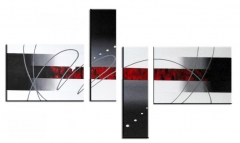 Cuadro abstracto tono rojo blanco gris y negro para la decoracion de interiores modernos y de diseno