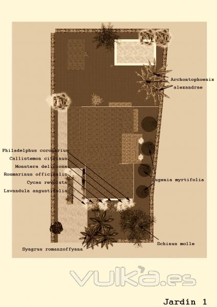 botanic cullera - plano proyecto jardin unifamiliar Urb. Sierramar Benifay (Valencia)