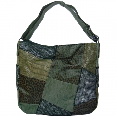 Bolso gris asa larga patchwork