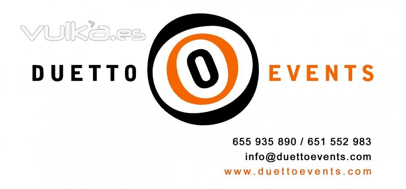 Tarjeta de visita para contactar con Duetto Events
