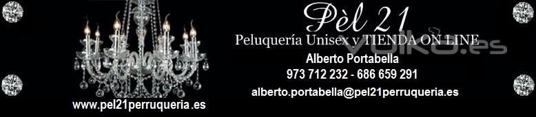 Datos de contacto e imagen corporativa de Pèl 21 Tienda Online.