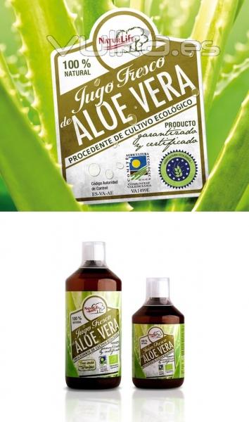 Etiquetas del complemento alimenticio Jugo de Aloe Vera para Naturlife