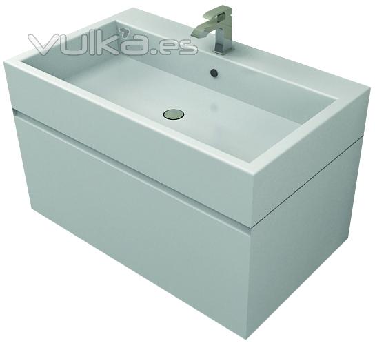 Mueble de baño en laca blanca de Matt & Co en Linea Baño