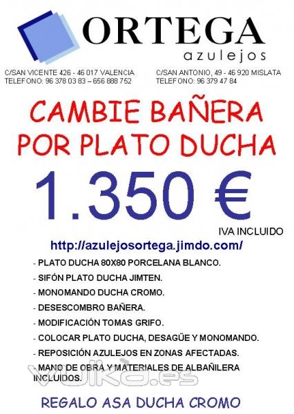 presupuesto cambio baera por plato de ducha 