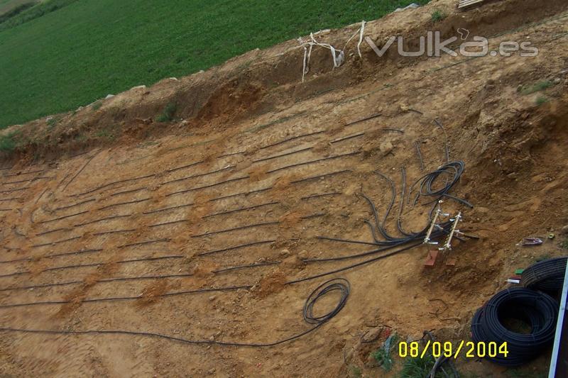 Instalación Geotermia horizontal bajo jardin -