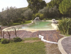 Piscina biodesing de arena de cuarzo puede ser moldeada con playas y espacios naturales