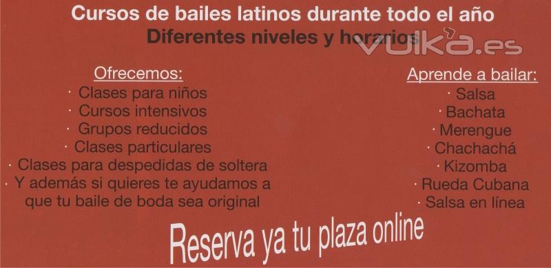 Cursos de bailes latinos durante todo el ao.