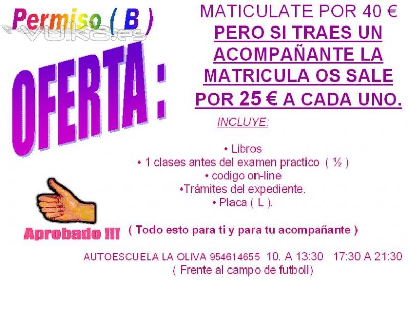 Oferta especial permiso B