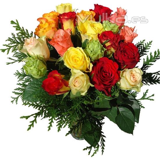 Regala rosas a domicilio. Bouquet de Rosas multicolor para enviar flores online.