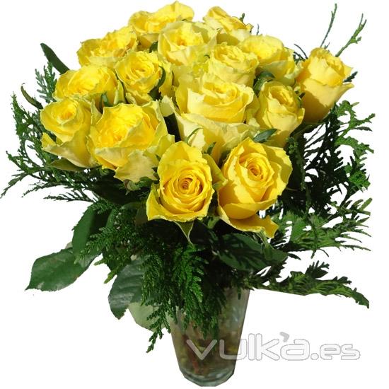 Regala rosas a domicilio. Bouquet de Rosas amarillas para enviar flores online.