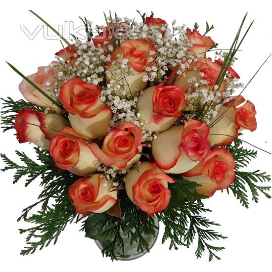 Regala rosas a domicilio. Bouquet de Rosas bicolor y paniculata para enviar flores online.