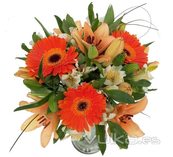 Bouquet de liliums, alstroemerias y gerberas. Enviar y regalar flores a domicilio.