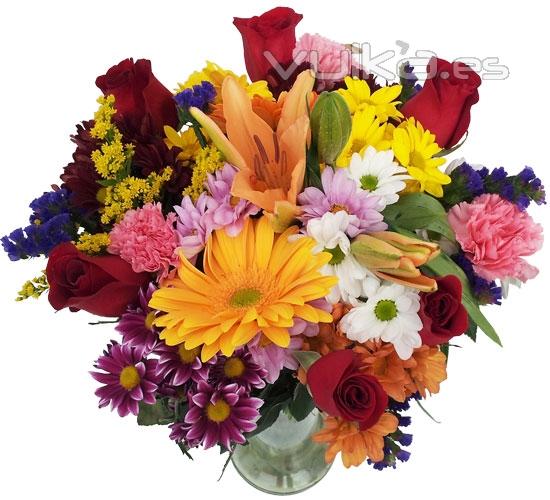 Ramo de flor multicolor y rosas. Enviar y regalar flores a domicilio con la mejor floristera.