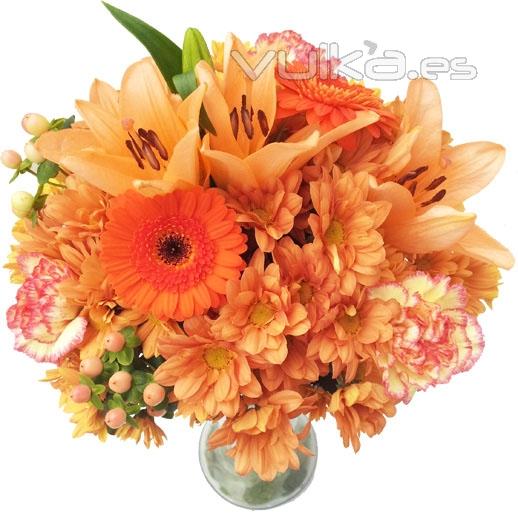 Ramo de flor variada tonos naranja. Enviar y regalar flores a domicilio con la mejor floristera.