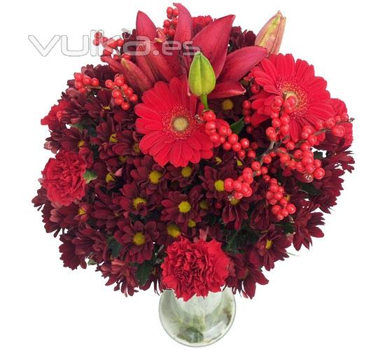 Ramo de flor variada tonos rojos. Enviar y regalar flores a domicilio con la mejor floristería.