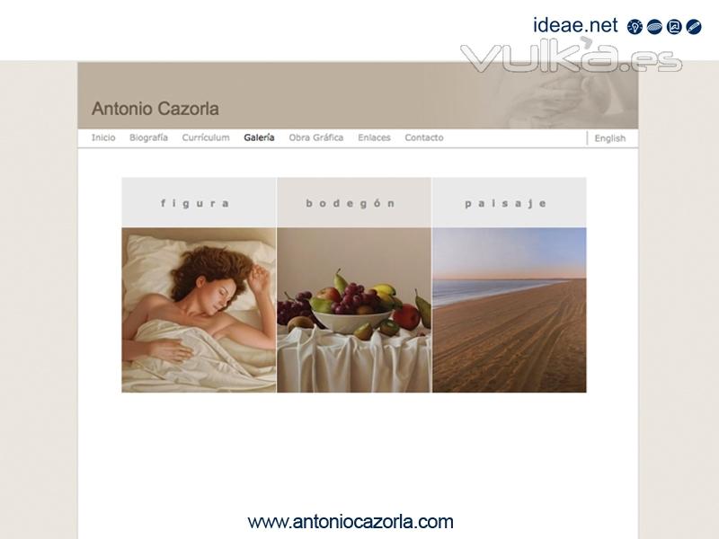 Diseño y desarrollo Sitio web / www.antoniocazorla.com (Pintor Realista)