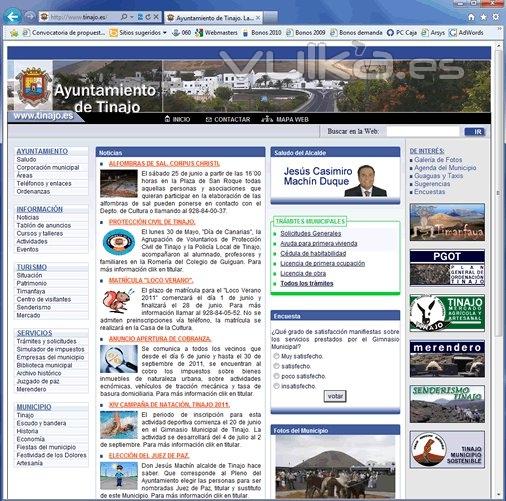 Diseo y programacin web para el Ayuntamiento de Tinajo en Lanzarote. Islas Canarias.