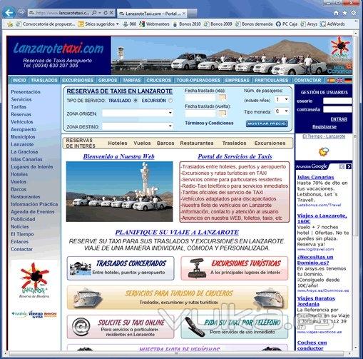 Diseño y programación web para la reserva de traslados en taxi en lanzarote.  Islas Canarias.