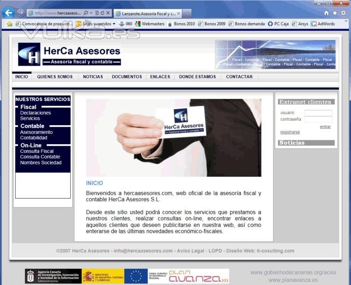 Diseo y programacin web para asesora fiscal en Lanzarote, Islas Canarias.