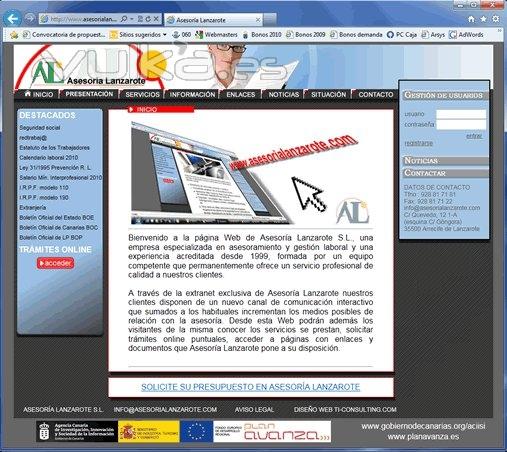 Diseo y programacin web para asesora laboral en Lanzarote, Islas Canarias.