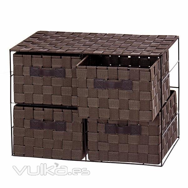 Mueble auxiliar. Cajonera entretela chocolate 4 cajones 33 en La Llimona home (1)